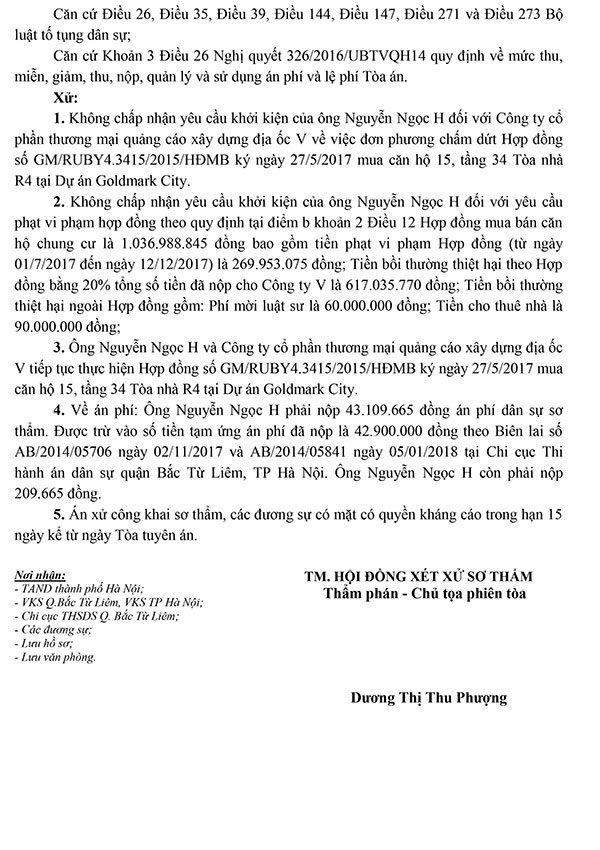 Bản án 06/2019/DSST ngày 25/04/2019 về tranh chấp hợp đồng mua bán căn hộ