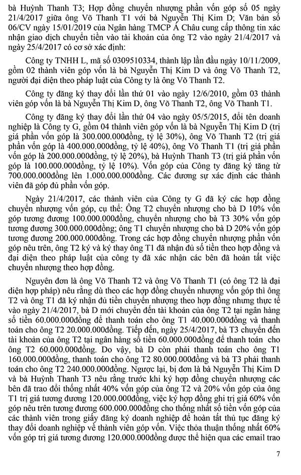 Bản án 1002/2019/KDTM-ST ngày 19/08/2019 về tranh chấp giữa các thành viên trong công ty