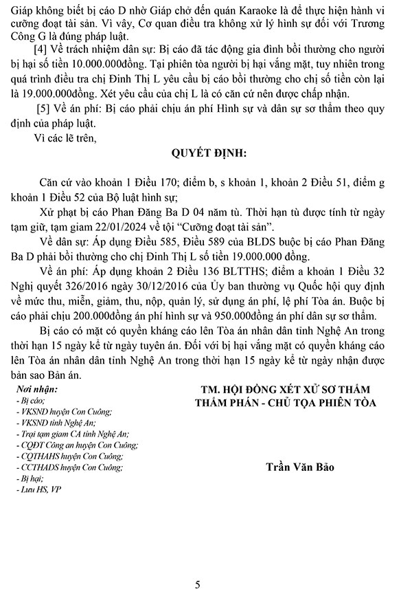 Bản án 13/2024/HS-ST ngày 24/04/2024 về tội cưỡng đoạt tài sản