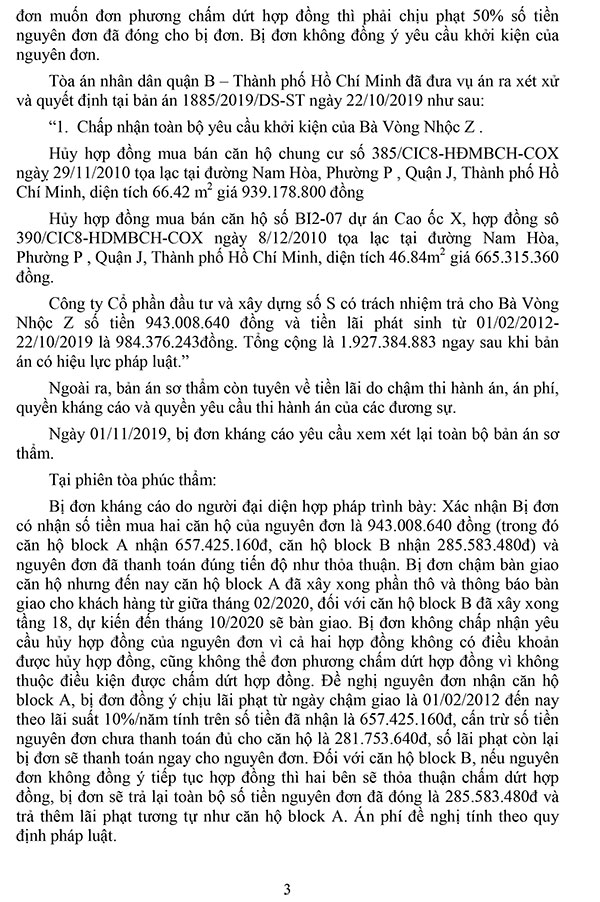 Bản án số 239/2020/DS-PT về tranh chấp hợp đồng mua bán căn hộ hình thành trong tương lai