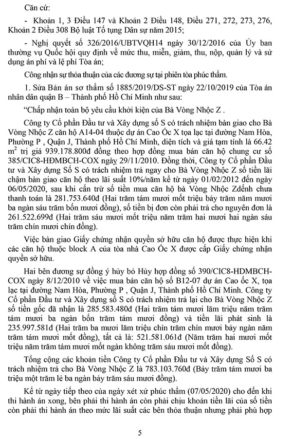 Bản án số 239/2020/DS-PT về tranh chấp hợp đồng mua bán căn hộ hình thành trong tương lai