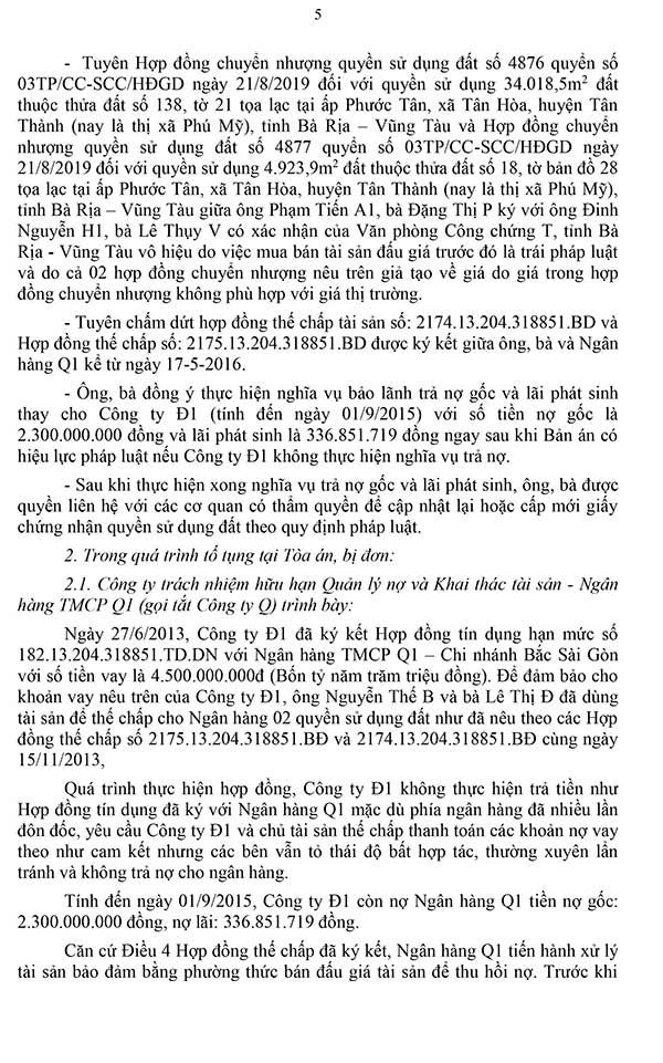 Bản án 71/2023/DS-PT ngày 22/05/2023 về tranh chấp hợp đồng bán đấu giá tài sản, hợp đồng chuyển nhượng quyền sử dụng đất, hợp đồng tín dụng và hợp đồng thế chấp tài sản