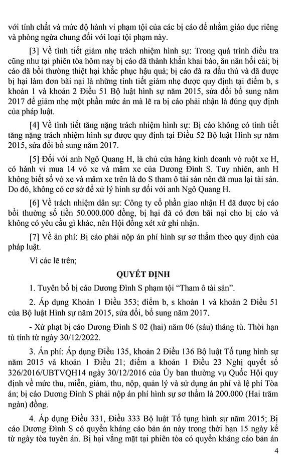 Bản án 125/2023/HS-ST ngày 05/04/2023 về tội tham ô tài sản