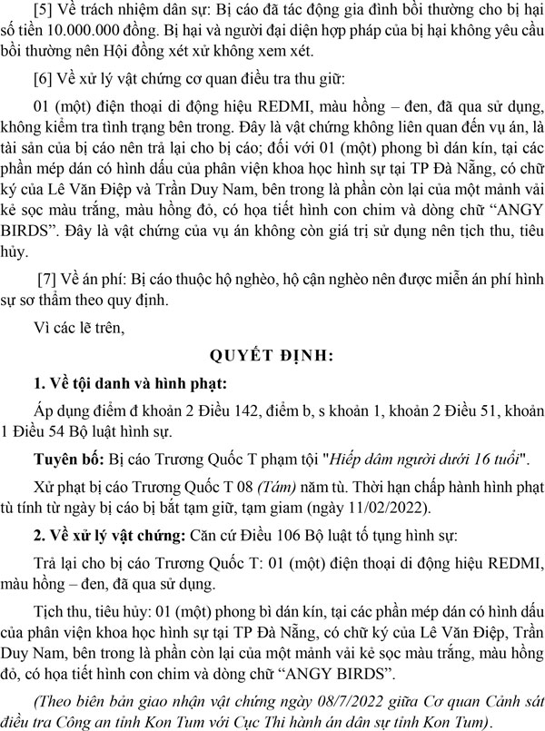 Bản án số 30/2022/HS-ST về tội hiếp dâm người dưới 16 tuổi