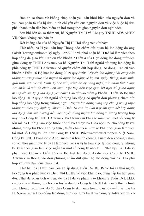 Bản án số 03/2024/LĐPT