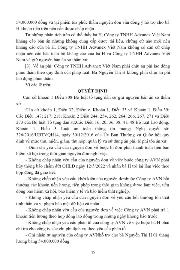 Bản án số 03/2024/LĐPT