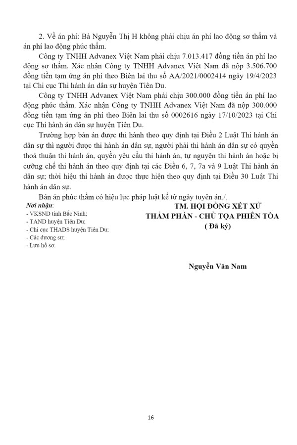 Bản án số 03/2024/LĐPT