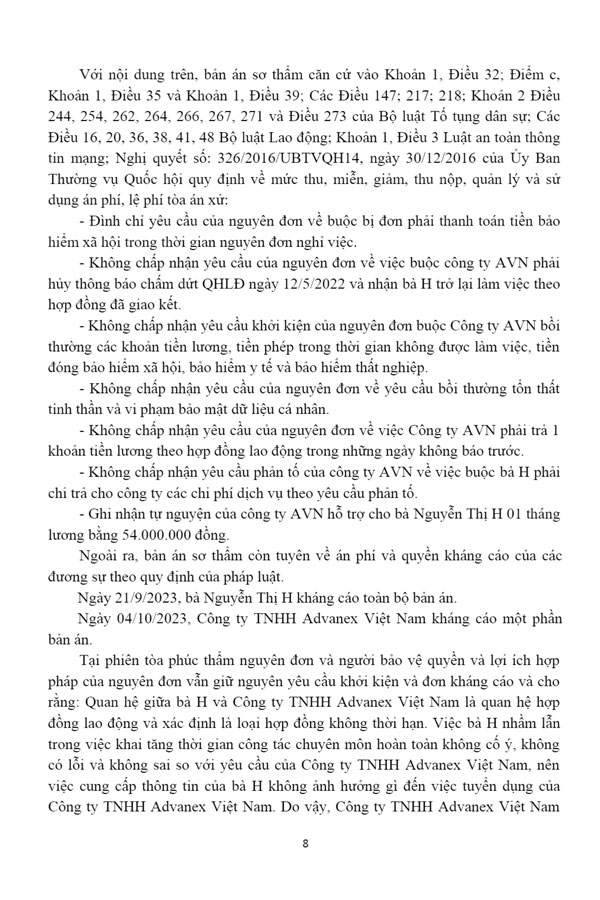 Bản án số 03/2024/LĐPT