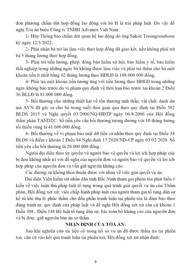 Bản án số 03/2024/LĐPT