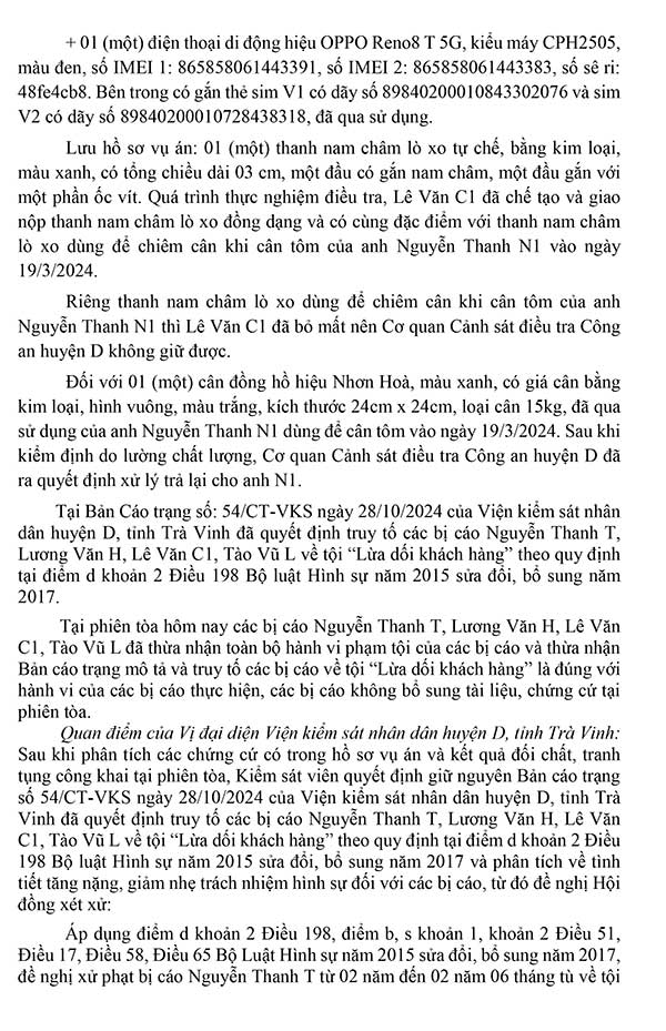 Bản án số 08/2024/HS-ST ngày 25/11/2024 Về tội lừa dối khách hàng