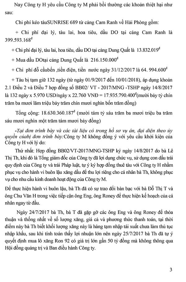 Bản án số 09/2020/KDTM-PT ngày 04/06/2020 về tranh chấp bồi thường thiệt hại do vi phạm hợp đồng thuê tàu