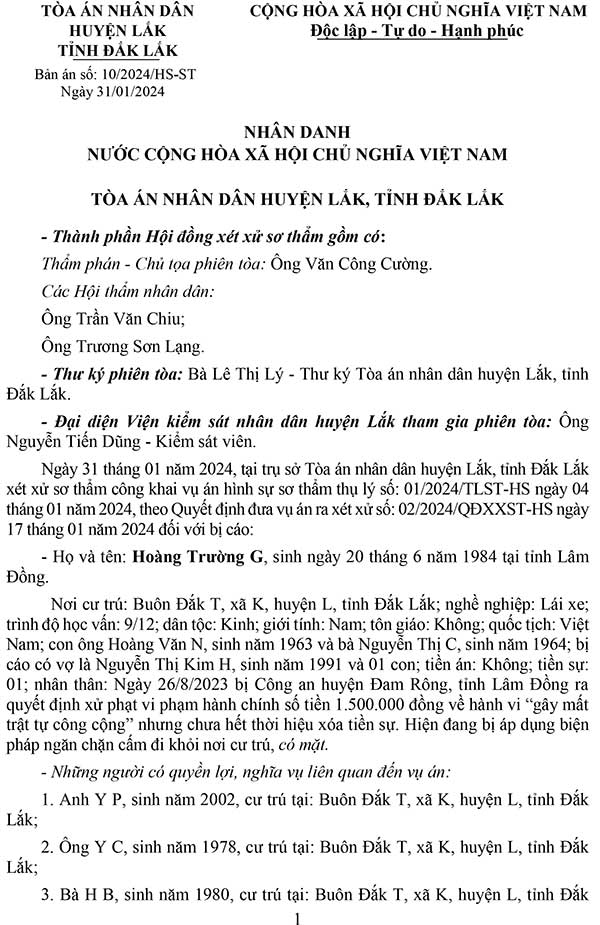 Bản án về tội cho vay lãi nặng trong giao dịch dân sự (lãi suất 109,5%/năm) số 10/2024/HS-ST