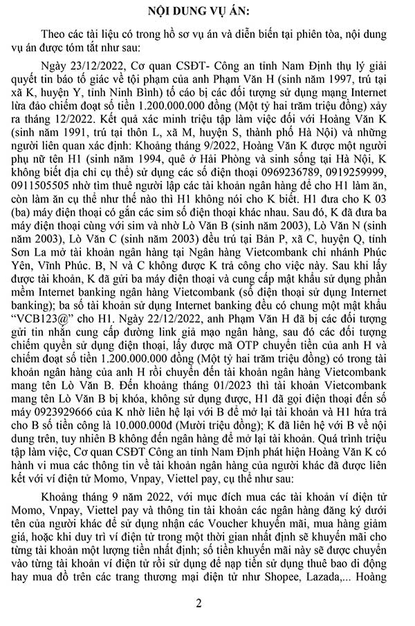 Bản án số 102/2023/HS-ST ngày 20/9/2023 Về tội thu thập, tàng trữ, trao đổi, mua bán, công khai hóa trái phép thông tin tài khoản ngân hàng