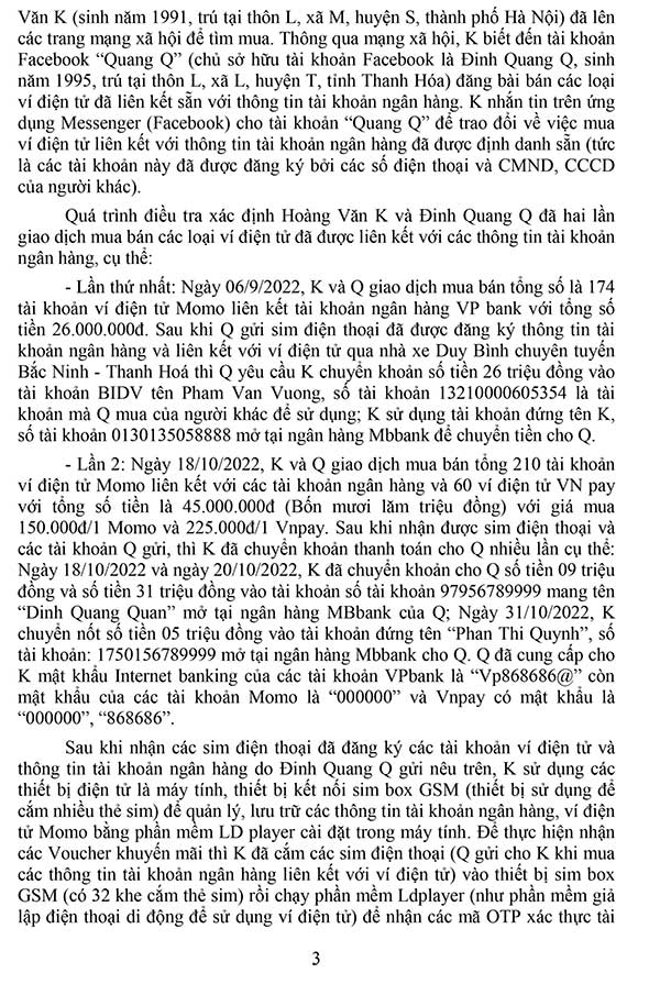 Bản án số 102/2023/HS-ST ngày 20/9/2023 Về tội thu thập, tàng trữ, trao đổi, mua bán, công khai hóa trái phép thông tin tài khoản ngân hàng