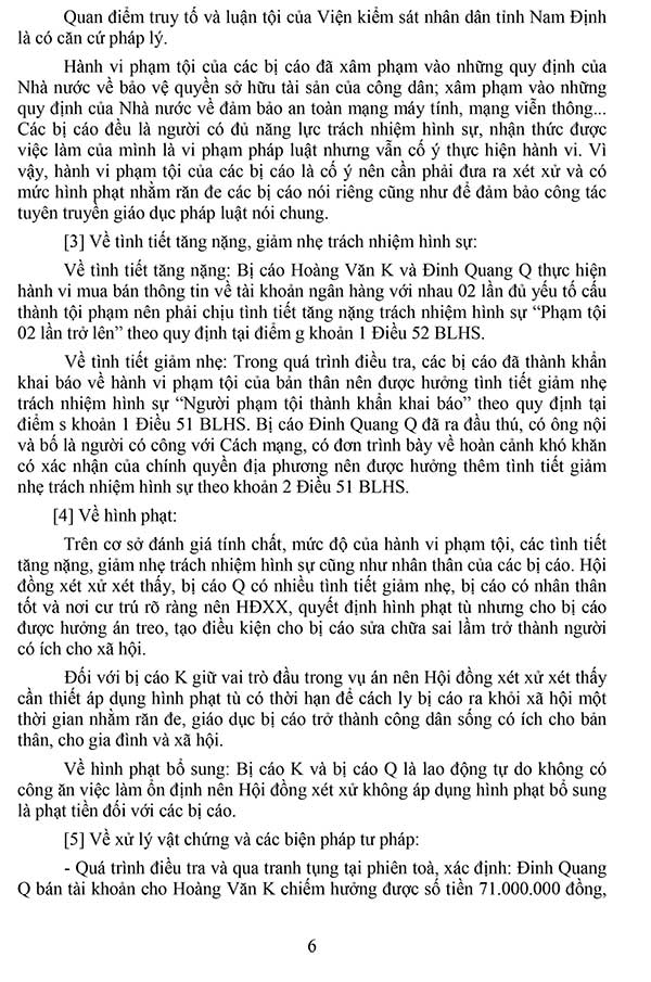 Bản án số 102/2023/HS-ST ngày 20/9/2023 Về tội thu thập, tàng trữ, trao đổi, mua bán, công khai hóa trái phép thông tin tài khoản ngân hàng