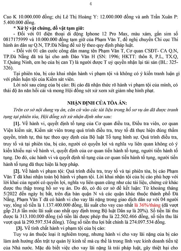 Bản án về tội cho vay lãi nặng trong giao dịch dân sự số 12/2024/HS-ST