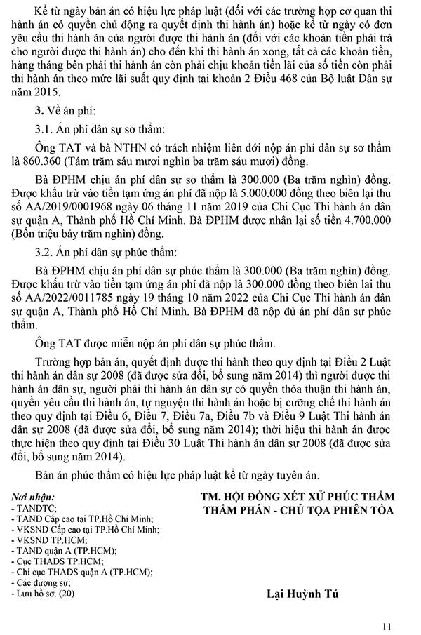 Bản án số 209/2023/ DS-PT Về tranh chấp bồi thường thiệt hại do xây nhà liền kề