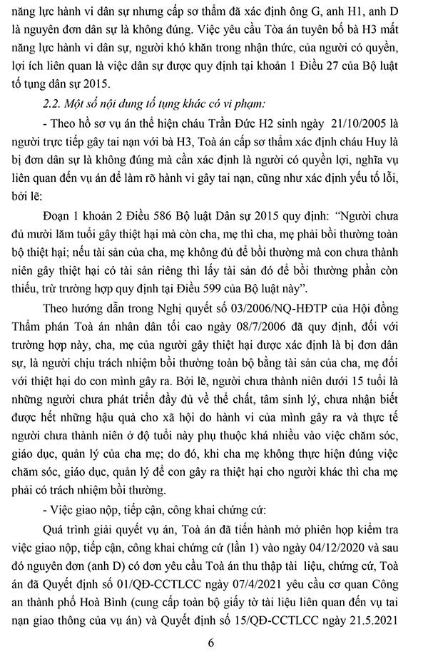 Bản án số 22/2021/DS-PT ngày 30/9/2021 yêu cầu bồi thường thiệt hại ngoài hợp đồng