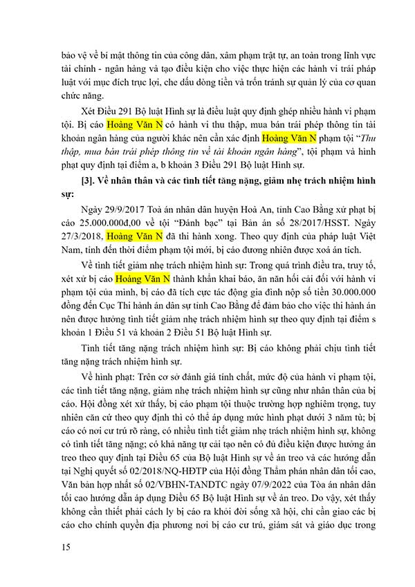 Bản án số 24/2024/HS-ST ngày 13/3/2024 về tội thu thập, tàng trữ, trao đổi, mua bán, công khai hóa trái phép thông tin tài khoản ngân hàng