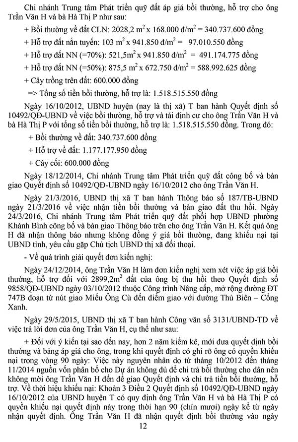 Bản án số 427/2019/HC-PT ngày 09/07/2019 về khiếu kiện quyết định hành chính về việc thu hồi đất, bồi thường, hỗ trợ khi thu hồi đất và giải quyết khiếu nại
