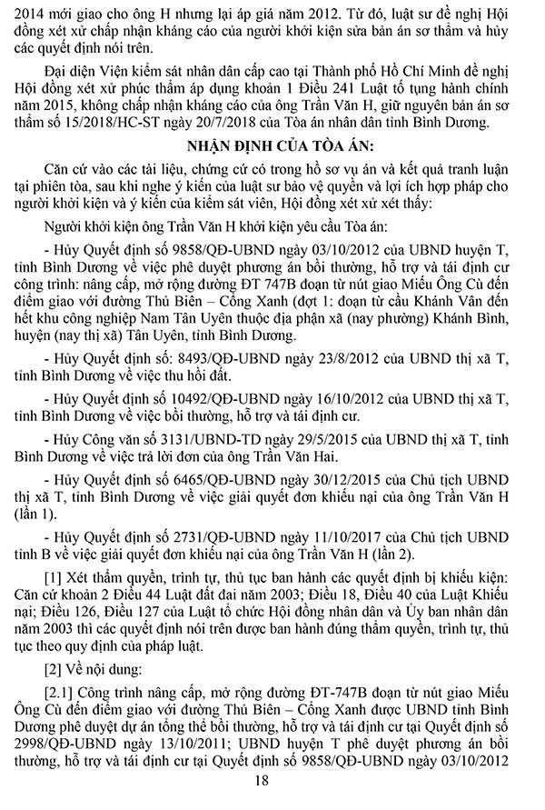 Bản án số 427/2019/HC-PT ngày 09/07/2019 về khiếu kiện quyết định hành chính về việc thu hồi đất, bồi thường, hỗ trợ khi thu hồi đất và giải quyết khiếu nại