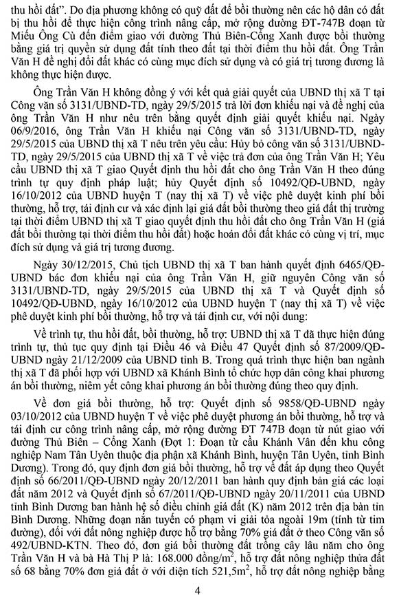 Bản án số 427/2019/HC-PT ngày 09/07/2019 về khiếu kiện quyết định hành chính về việc thu hồi đất, bồi thường, hỗ trợ khi thu hồi đất và giải quyết khiếu nại