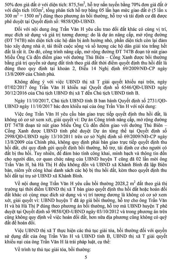 Bản án số 427/2019/HC-PT ngày 09/07/2019 về khiếu kiện quyết định hành chính về việc thu hồi đất, bồi thường, hỗ trợ khi thu hồi đất và giải quyết khiếu nại