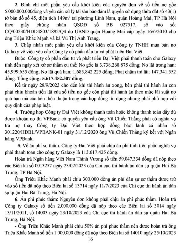 Bản án số 63/2024/KDTM-PT ngày 25/3/2024 về tranh chấp hợp đồng tín dụng