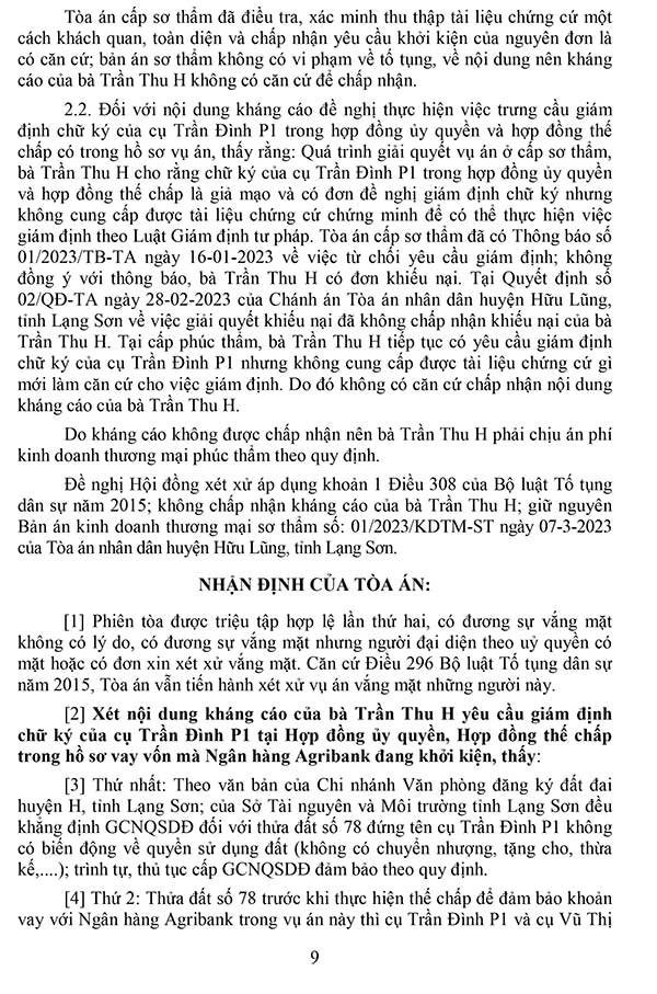 Bản án số 06/2023/KDTM-PT về tranh chấp hợp đồng tín dụng, hợp đồng thế chấp tài sản bảo đảm