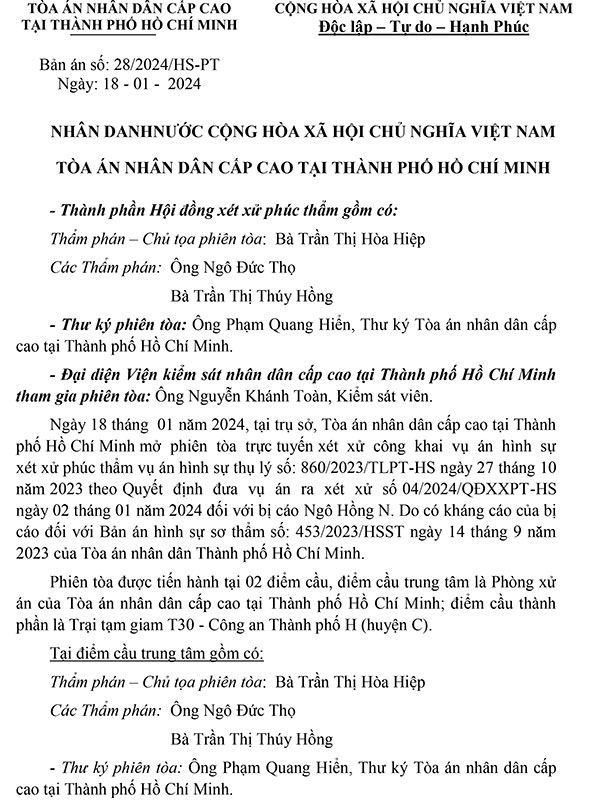 Bản án 28/2024/HS-PT ngày 18/01/2024 về Tội lừa đảo chiếm đoạt tài sản