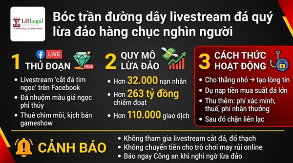  Bóc trần đường dây livestream “cắt đá tìm ngọc” lừa đảo hơn 263 tỷ đồng