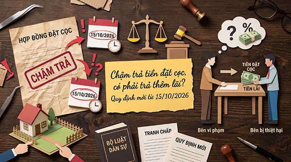 Chậm trả tiền đặt cọc có phải trả thêm lãi? Quy định mới từ ngày 15/10/2026