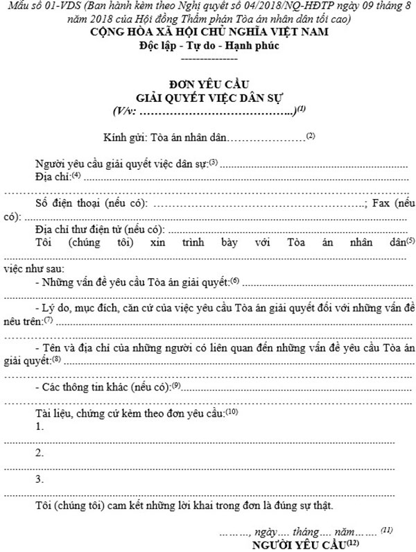 đơn yêu cầu tuyên bố một người mất tích