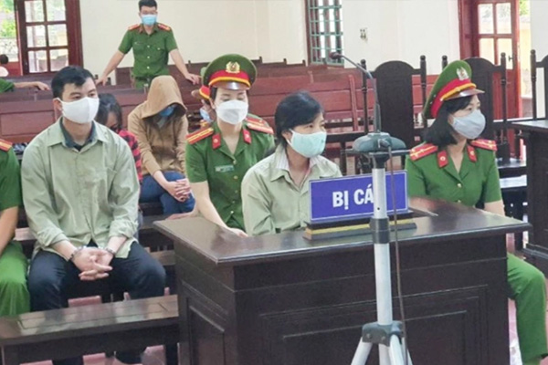 Các bị cáo tại TAND tỉnh Vĩnh Phúc