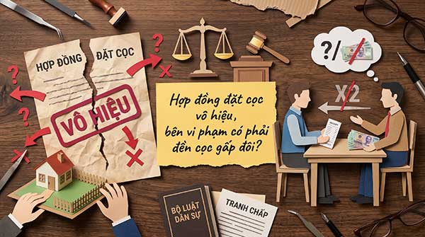 Hợp đồng đặt cọc vô hiệu, bên vi phạm có phải đền cọc gấp đôi?