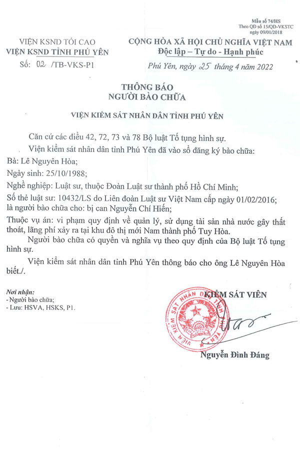 LHLegal bào chữa cho ông Nguyễn Chí Hiến trong vụ án vi phạm quy định về quản lý dụng tài sản Nhà nước gây thất thoát, lãng phí