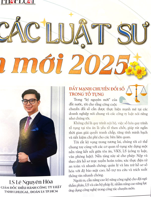 Luật sư Lê Nguyên Hòa x Báo pháp luật TPHCM Xuân Ất Tỵ 2025