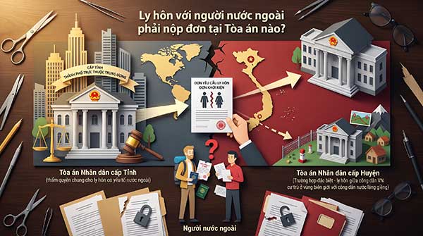 Ly hôn với người nước ngoài phải nộp đơn tại Tòa án nào?