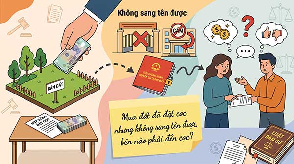 Mua đất đã đặt cọc nhưng không sang tên được, bên nào phải đền cọc?