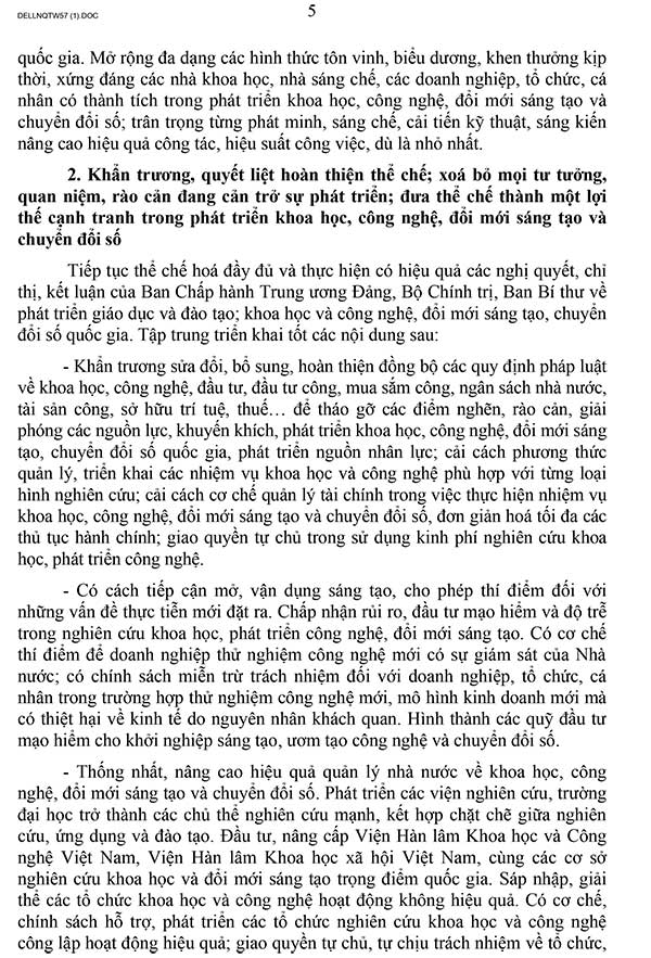 Nghị quyết 57-NQ/TW về đột phá phát triển khoa học, công nghệ, đổi mới sáng tạo và chuyển đổi số quốc gia