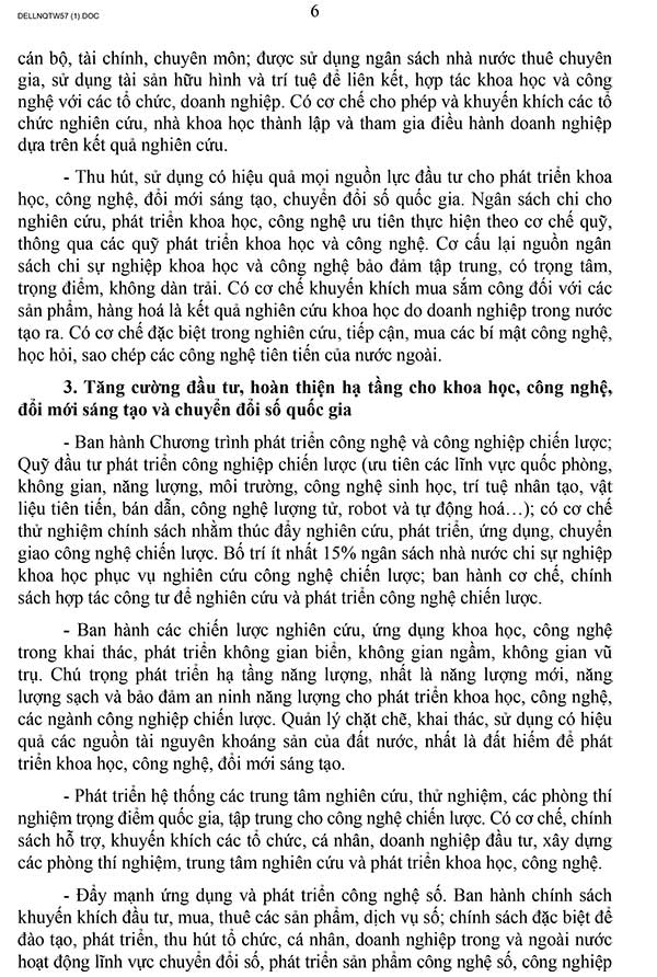 Nghị quyết 57-NQ/TW về đột phá phát triển khoa học, công nghệ, đổi mới sáng tạo và chuyển đổi số quốc gia