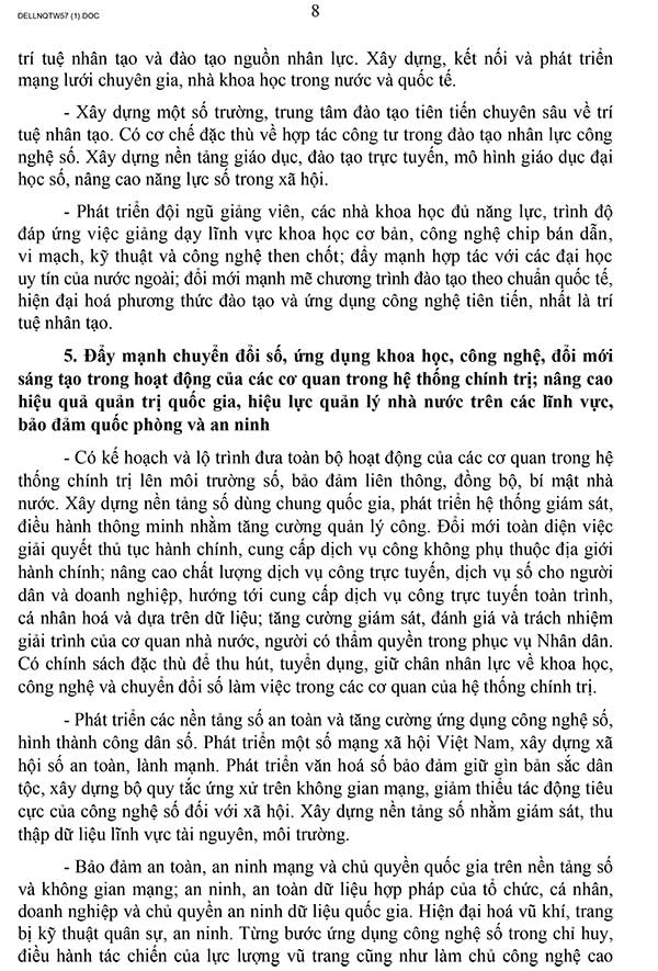 Nghị quyết 57-NQ/TW về đột phá phát triển khoa học, công nghệ, đổi mới sáng tạo và chuyển đổi số quốc gia
