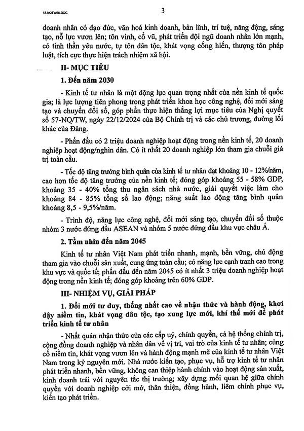 Nghị quyết 68 về phát triển kinh tế tư nhân
