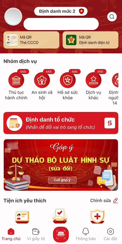 Mở ứng dụng VNeID và đăng nhập