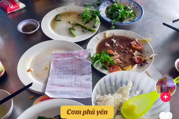 Bài viết đăng tải trên mạng xã hội lên án một quán cơm ở Phú Yên “chặt chém” thực khách