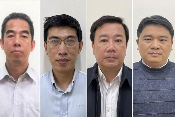 4 bị cáo từ trái qua: Tô Anh Dũng, Nguyễn Quang Linh, Chử Xuân Dũng và Trần Văn Tân