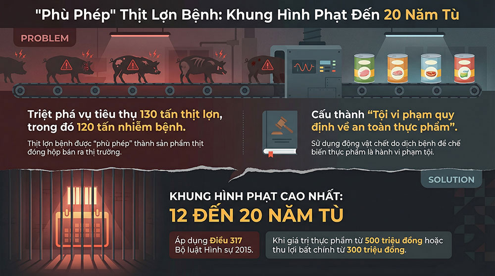 Phân tích pháp lý vụ tiêu thụ thịt lợn nhiễm bệnh thành sản phẩm đóng hộp