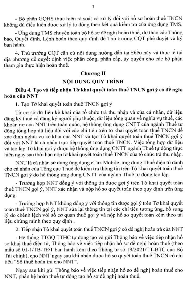 Quyết định 108/QĐ-TCT về quy trình hoàn thuế thu nhập cá nhân tự động