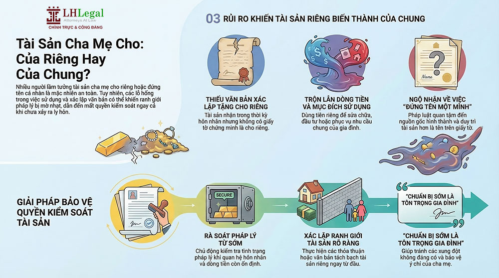 Tài sản cha mẹ để lại hoặc cho riêng vì sao vẫn có thể trở thành tài sản chung?