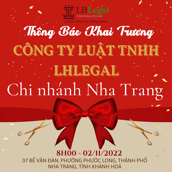 Thông báo khai trương chi nhánh Nha Trang Công ty Luật LHLegal 